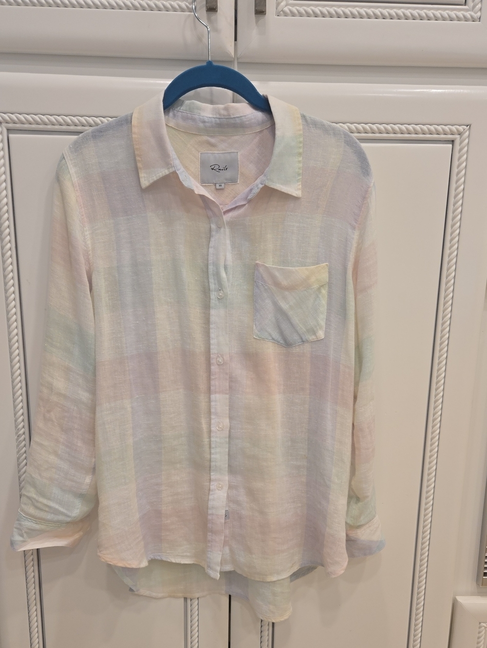 Rails Pastel Plaid Button-Down Shirt - White with Multicolor Checks